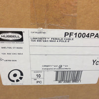 Box of 10 Hubbell Linkosity PF1004PA005 Female Cable 10A 600 VAC 4 Pole 5'