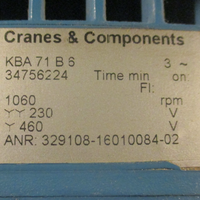 Demag KBA71B6 Electric Motor 1060RPM 60Hz 0.43HP 0.55" Shaft Dia