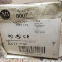 Allen Bradley Pilot Light Bulletin 800TPH16R Ser T Red XFMR w/ High Visibility