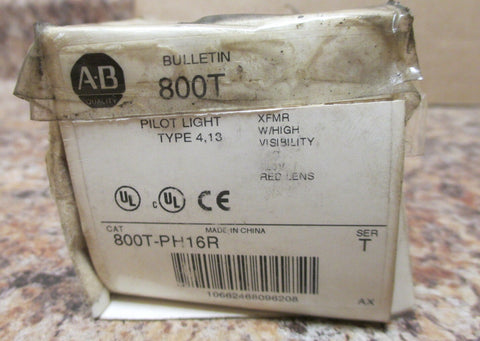 Allen Bradley Pilot Light Bulletin 800TPH16R Ser T Red XFMR w/ High Visibility