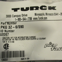 Lot of (3) Turck Picofast PKG 3Z-6/S90 U0067 Snap-On Connection Cordset