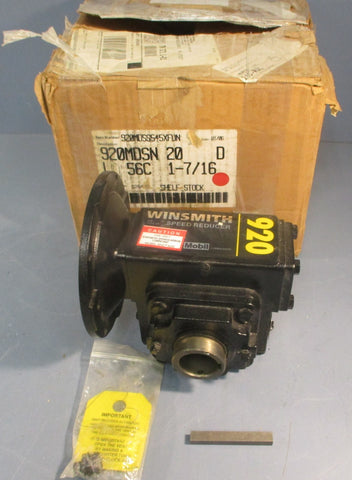 Winsmith 920MDSS545X0DN Gear Reducer 920MDSN 20:1 Ratio 1-7/16" Bore NOS