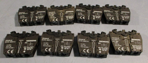 Siemens 3SB3400-0D Contact Block 400 VAC 10 A 2 NO (Lot of 8)