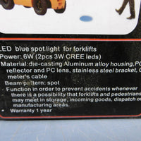 Forklift Warning Spot Light 3W Cree Blue 980C DC NEW
