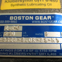 BOSTON GEAR F03619 2.04 HP 8:1 INLINE HELICAL SPEED REDUCER F832B8.0KB5M1