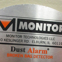 Monitor Technologies 1883111 Dust Alarm Broken Bag Detector 115VAC Power