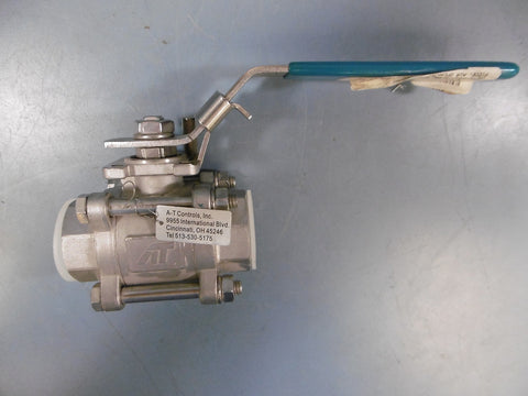 AT Controls 1" 55-TH-0100XXX 3 Piece Air Operated Manual Ball Valve
