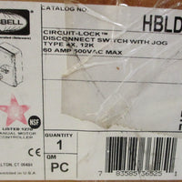 Hubbell HBLDS6J CircuitLock Disconnect Switch HBLDS6 Type 4X, 12X 60A 600VAC