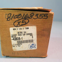 Lot of 5 Metric Socket Head M24 x 3.00 x 70mm Cap Screws 12.9 Bolts Blk 428061
