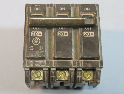 GE / General Electric THQB ZZ7359 3 Pole 20A Circuit Breaker Used
