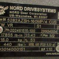 Nord SK 160MP/4 CUS TW VR Gearmotor 15HP 1770/354RPM 33.43:1 Ratio 2-1/2" Bore
