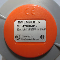 Mennekes Switched & Interlocked Receptacle 20A 1 Ph 125/250V 1/2.5HP ME 420HMI12