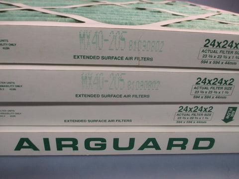 Lot of (4) AIR GUARD Pleated Panel Extended Surface Filter MX40205 24X24X2