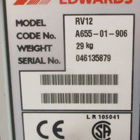 Edwards RV12 Vacuum Pump A65501906 w/ EMF 20 Oil Mist Filter