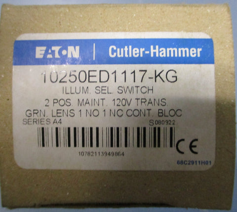 Eaton Cutler Hammer 10250ED1117KG Illuminated Selector Switch 120V 2 Pos.