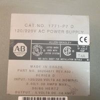 AllenBradley AC Power Supply 120/220V Series D CAT# 1771P7D /CAT# 1771P7