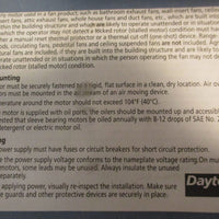 Dayton 3M363A Shaded Pole Motor 1550RPM 1/15HP 115V 1PH 60Hz 5/16" Shaft Dia