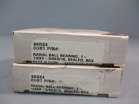 LOT OF 2 PEER BEARING 99R24 RADIAL DEEP GROOVE BALL BEARING 1/2X2-5/8X9/16