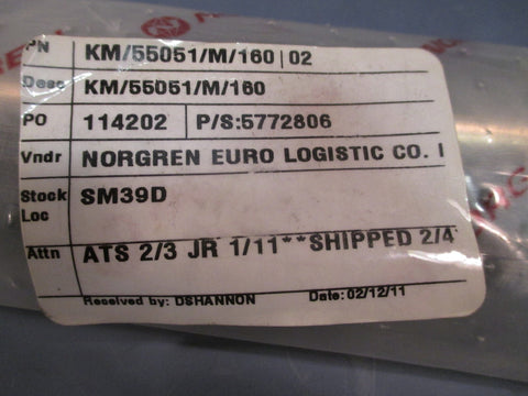 Norgren Pneumatic Cylinder 50mm Bore 160mm Stroke 110bar Ser A KM/55051/M/160