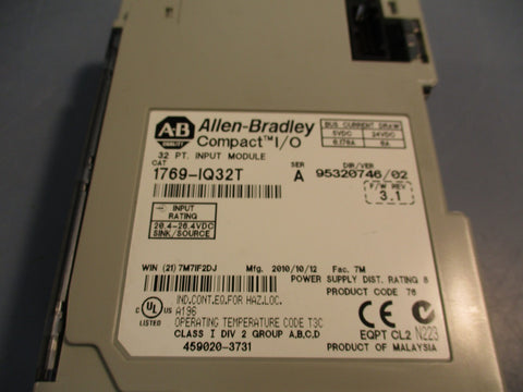 AllenBradley 1769IQ32T Compact I/O 32 PT. Input/Output Module Series A