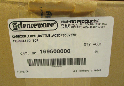 BelArt Scienceware 169600000 Truncated Top Acid/Solvent Bottle Carrier 16960