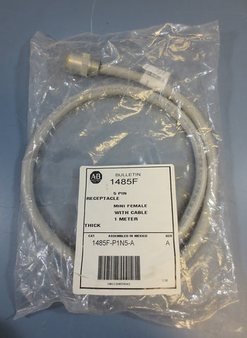 Allen Bradley 5 Pin Mini Female Receptacle with 1 m Cable 1485F-P1N5-A Ser A New