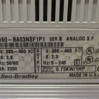 Allen Bradley 160BA03NSF1P1 Ser B Speed Controller Drive 380460V