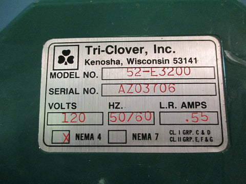 Tri-Clover Nema 4 Electric Valve Actuator Model 52-E-3200 120 Volt