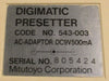 Mitutoyo 543-003 Digimatic Presetter w/ cable power supply tested