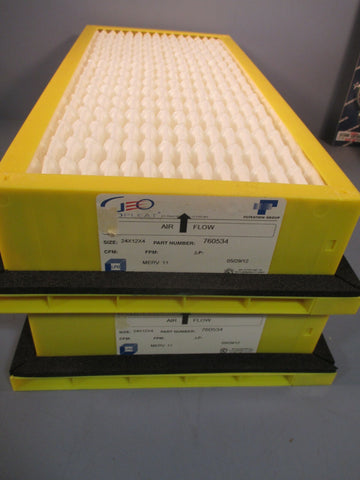 LOT OF 2 FILTRATION GROUP GEOPLEAT AIR FILTER SIZE: 24X12X4 PART# 760534