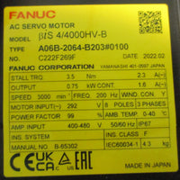 Fanuc A06B-2064-B203#0100 AC Servo Motor BiS 4/4000HV-B 0.75kW 14mm Shaft Dia