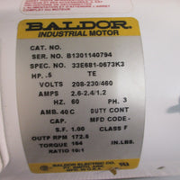 BALDOR RELLIANCE 33E681-0673K3 INDUSTRIAL MOTOR .5HP, 60HZ, 3 PHASE, TE