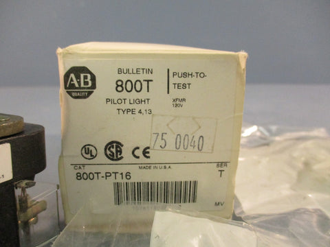 Allen Bradley 800T-PT16 Pushbutton Switch Series T, Illuminated Button, 120VAC