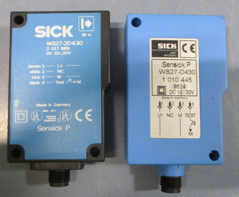 (Lot of 2) Sick WS27-2D430 & WS27-D430 Photoelectric Sensor 10-30VDC