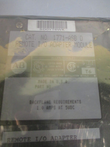 Allen Bradley Remote I/O Adapter Module Series D Firmware Rev. H 1771ASB D