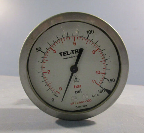 Tel-Tru Thermometer Commercial Pressure Gauge 0-160 PSI Analog Dial