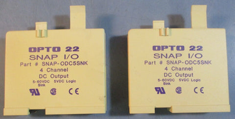 Opto 22 Snap I/O SNAP-ODC5SNK 4 Channel DC Output Module 5-60VDC Sink Lot of 2