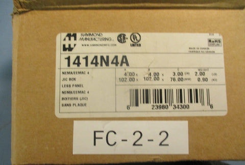 Hammond Manufacturing 1414N4A Open Box Enclosure 4" x 4" x 3"