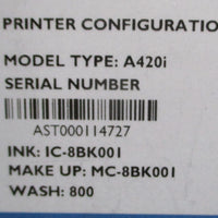Domino A420i Continuous Inkjet Printer w/Stand and Storage Compartment 100-240V