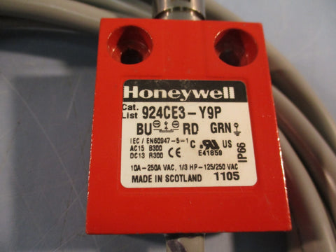 Honeywell 924CE3Y9P Micro Safety Switch Roller Limit 10AMP 9' Cable