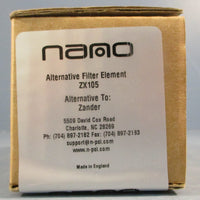 Nano ZX105 Filter Element Replaces Zander 1050Z 21/4" L 2" OD