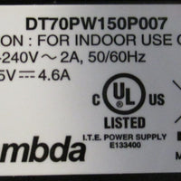Marsh DT70PW150P Power Supply 100-240 VAC In 2A 50/60Hz 15 VDC Out 4.6A