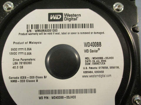 Western Digital/ Maxtor WD400BB/ 80293248 Hard Drive Lot of 2