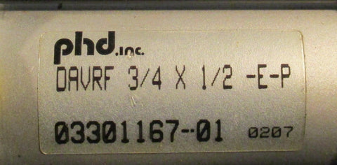 PHD Pneumatic Cylinder 0330116701 DAVRF 3/4 x 1/2EP 1 1/4 in stroke