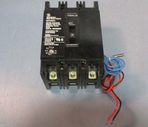 Westinghouse MCP03150CR 15A Motor Circuit Protector Breaker w/ Aux Wiring Used