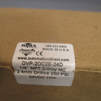 NITRA 1/4" NPT 2-WAY NC 2.4mm ORIFICE 250PSI 24VDC 10W  DVP-2DC2E-24D