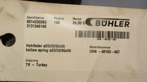Buhler UXN48103067 Rubber Hollow Spring HIIA 1726 (Lot of 2)