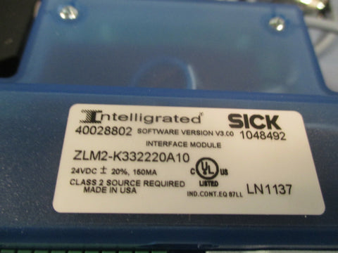SICK INTELLIGRATED INTERFACE MODULE SOFTWARE VER V3.00 40028802 ZLM2K332220A10