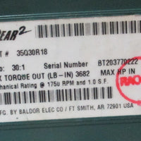 Dodge Tigear 2 35Q30R18 Gear Reducer 30:1 Ratio 4.15 Input HP 3682 Lb-In Torque