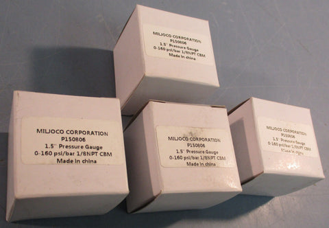 Miljoco P150806 Pressure Gauge 1.5" Length 0-160PSI 0-10bar 1/8" NPT Lot of 4